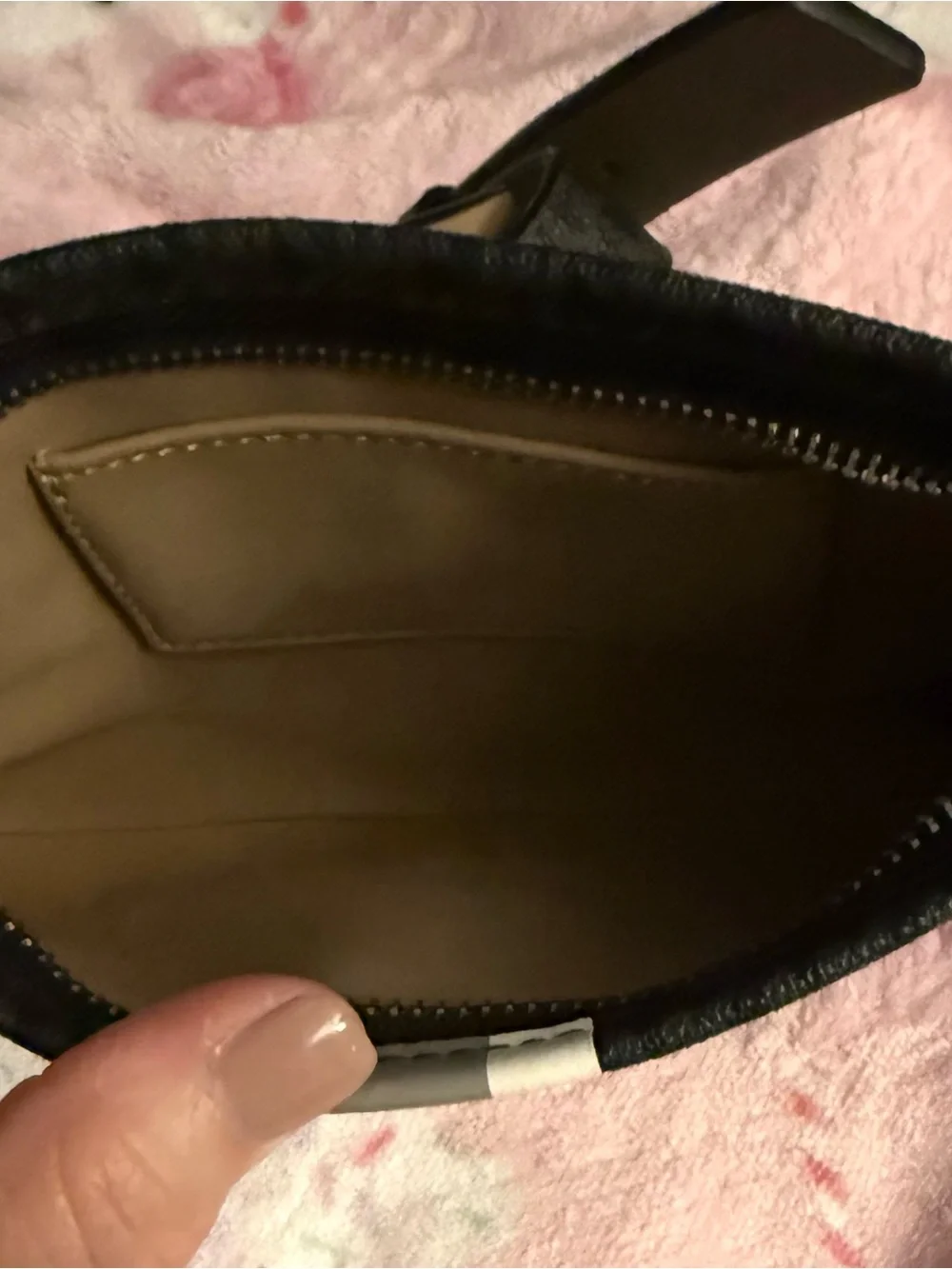 Michael Kors Black Leather Crossbody with White and Gray Center Stripe